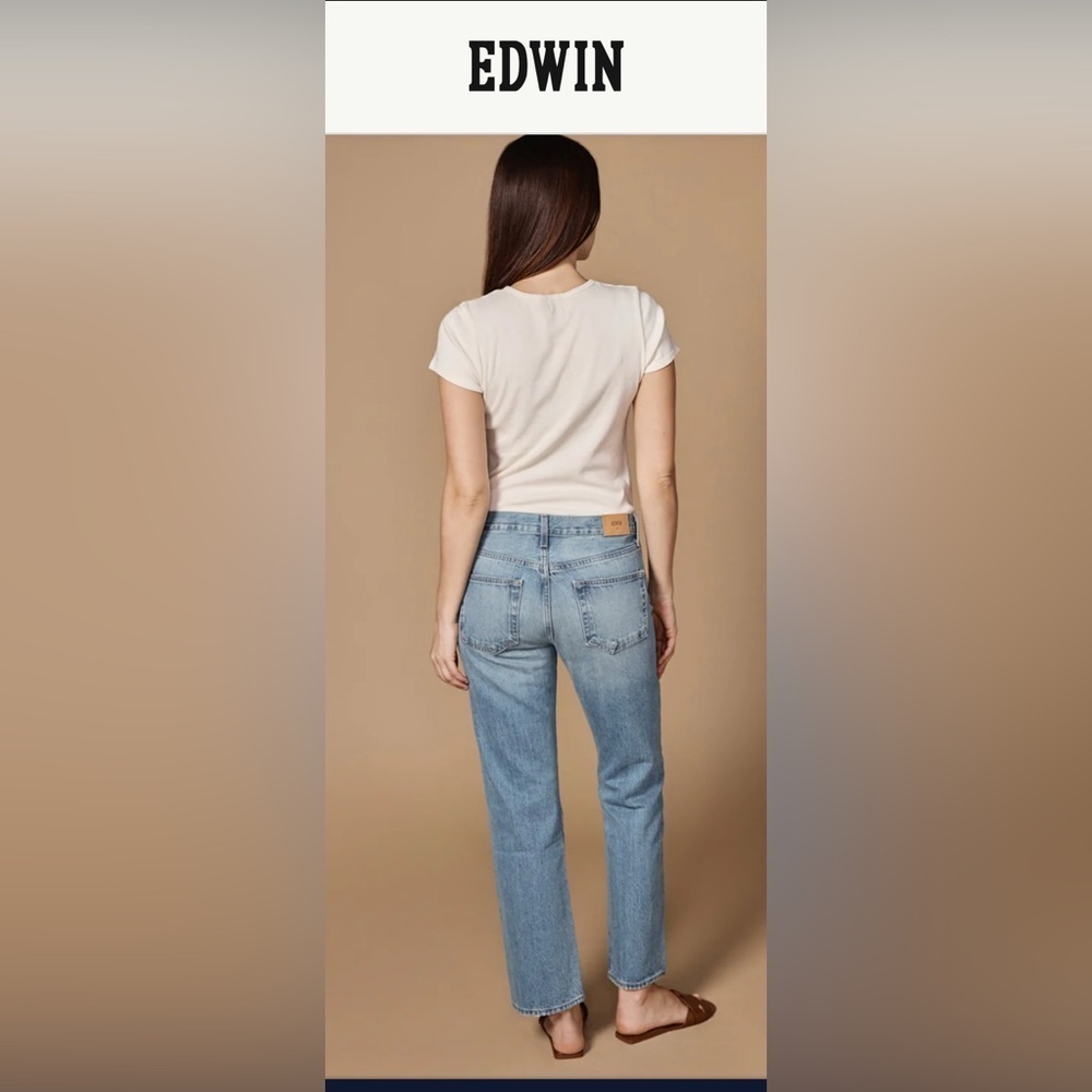 NEW EDWIN Boho Retro Inspired size 27 Kali Highrise Ankle Jeans White Tie Dye - Picture 3 of 8